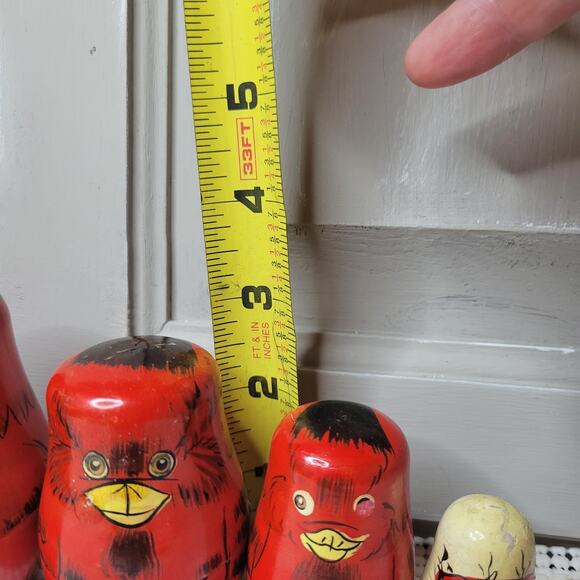 Nesting Birds (2) Red Cardinal & Blue Bird Wooden Nesting Dolls SEE DESCRIPTION - Picture 4 of 16